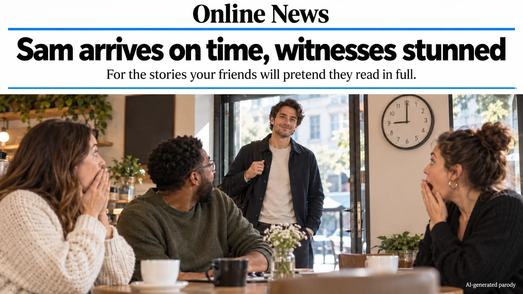 Sam arrives on time, witnesses stunned